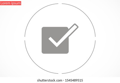 Tick icon simple accept sign vector approve illustration. Check list button icon. Check mark in box sign. Tick icon vector symbol doodle style checkmark icon.