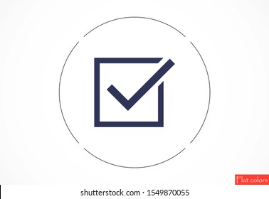 Tick icon simple accept sign vector approve illustration. Check list button icon. Check mark in box sign. Tick icon vector symbol doodle style checkmark icon.