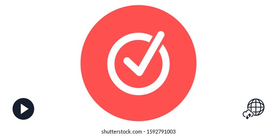 Tick icon simple accept sign vector approve illustration. Check list button icon. Check mark in box sign. 