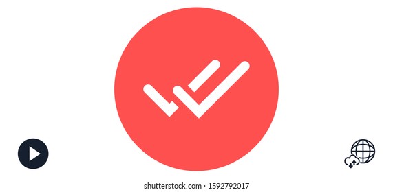 Tick icon simple accept sign vector approve illustration. Check list button icon. 