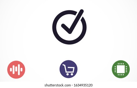 Tick icon simple accept sign vector approve illustration. Check list button icon. Check mark in box sign. Tick icon vector symbol doodle style checkmark icon.