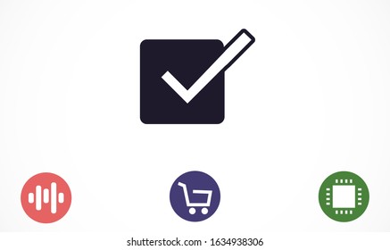 Tick icon simple accept sign vector approve illustration. Check list button icon. Check mark in box sign. Tick icon vector symbol doodle style checkmark icon.