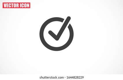 Tick icon simple accept sign vector approve illustration. Check list button icon. Check mark in box sign. Tick icon vector symbol doodle style checkmark icon.