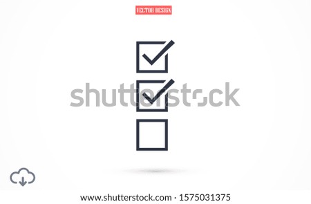 Tick icon simple accept sign vector approve illustration. Check list button icon. Check mark in box sign. Tick icon vector symbol doodle style checkmark icon.