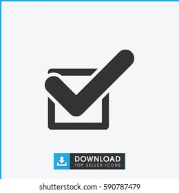 tick icon. Simple filled tick icon. On white background.