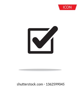 Tick icon vector, checkmark isolated on white background