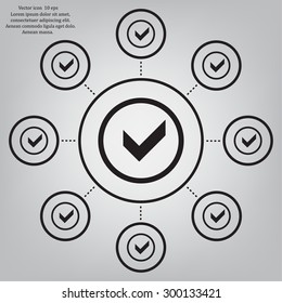 Tick icon, vector illustration. Flat design style