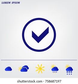 Tick icon, vector illustration. Flat design style