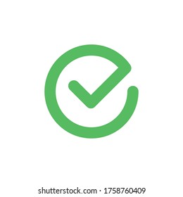 Marque el símbolo vectorial de icono. Marque la marca aislada en fondo blanco, icono marcado o signo de elección correcto. Pictograma de casilla de verificación.