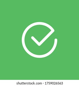 Marque el símbolo vectorial de icono. Marque la marca aislada en fondo blanco, icono marcado o signo de elección correcto. Pictograma de casilla de verificación.