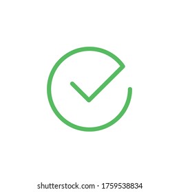 Tick icon vector symbol. Check mark isolated on white background, checked icon or correct choice sign. Checkbox pictogram.