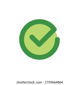 Tick icon vector symbol. Check mark isolated on white background, checked icon or correct choice sign. Checkbox pictogram.