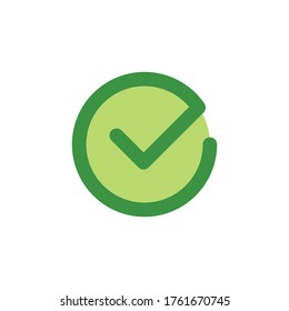 Tick icon vector symbol. Check mark isolated on white background, checked icon or correct choice sign. Checkbox pictogram.
