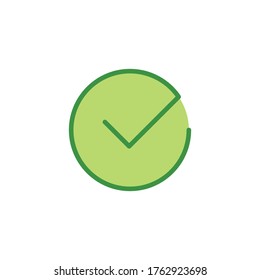Marque el símbolo vectorial de icono. Marque la marca aislada en fondo blanco, icono marcado o signo de elección correcto. Pictograma de casilla de verificación.