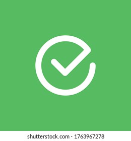 Marque el símbolo vectorial de icono. Marque la marca aislada en fondo blanco, icono marcado o signo de elección correcto. Pictograma de casilla de verificación.