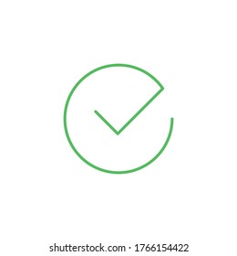 Tick icon vector symbol. Check mark isolated on white background, checked icon or correct choice sign. Checkbox pictogram.