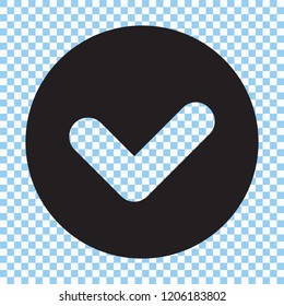 Tick icon vector symbol, checkmark isolated on transparent background, checked icon or correct choice sign
