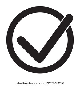 Tick icon vector symbol, checkmark isolated on white background