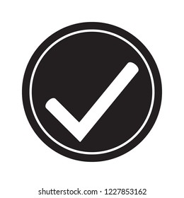 Tick icon vector symbol, checkmark isolated on white background