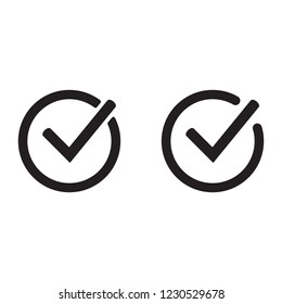 Tick icon vector symbol, checkmark isolated on white background