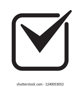 Tick icon vector symbol, checkmark isolated on white background