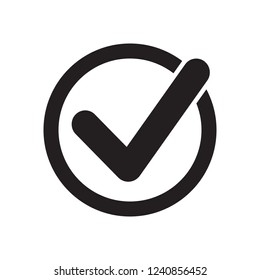 Tick icon vector symbol, checkmark isolated on white background