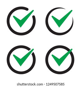 Tick icon vector symbol, checkmark isolated on white background