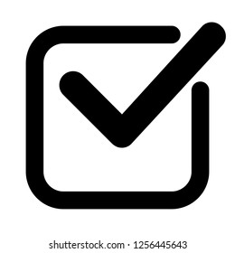 Tick icon vector symbol, checkmark isolated on white background