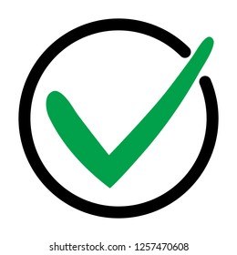 Tick icon vector symbol, checkmark isolated on white background