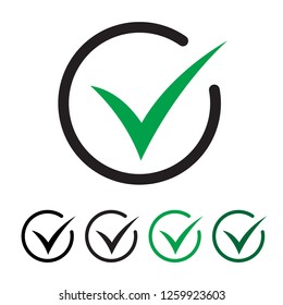 Tick icon vector symbol, checkmark isolated on white background