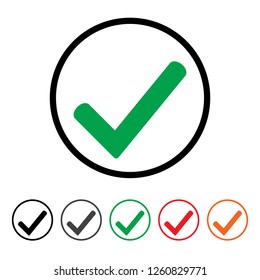 Tick icon vector symbol, checkmark isolated on white background. Green checkmark icon.