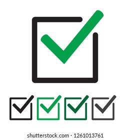 Tick icon vector symbol, checkmark isolated on white background. Green checkmark icon.