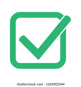 Tick icon vector symbol, checkmark isolated on white background. Green checkmark icon.