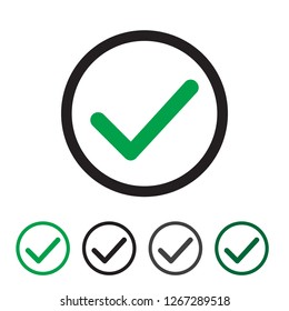 Tick icon vector symbol, checkmark isolated on white background. Green checkmark icon.