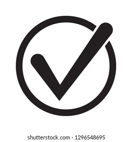 Tick icon vector symbol, checkmark isolated on white background. Check list button icon. Check mark icon in square sign.