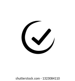 Tick icon vector symbol, checkmark isolated on white background