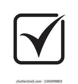 Tick icon vector symbol, checkmark isolated on white background