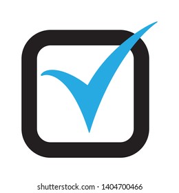 Tick icon vector symbol, checkmark isolated on white background