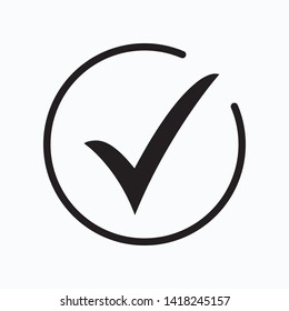 Tick icon vector symbol, checkmark isolated on white background