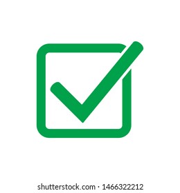 Tick icon vector symbol, checkmark isolated on white background, checked icon or correct choice sign, check mark or checkbox pictogram