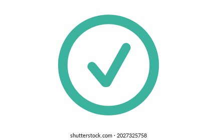 Tick icon vector symbol,  checkmark isolated on white background, checked icon or correct choice sign, check mark or checkbox pictogram