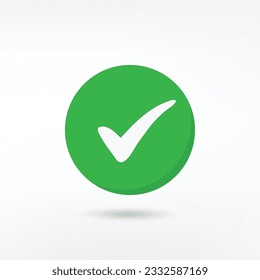Tick icon vector symbol, checkmark isolated on white background 