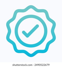 Tick Icon Vector Symbol Icon, Checkmark Isolated.  Isolated Lineal Gradient Vector Icon.