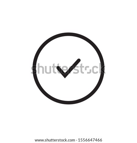 Tick icon vector symbol, checkmark isolated on white background, checked icon or correct choice sign, check mark or checkbox pictogram