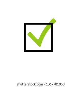 Tick icon vector symbol , green checkmark isolated on white background