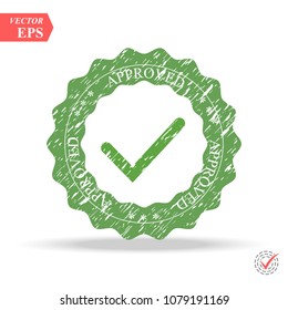 Tick icon vector symbol, green checkmark isolated on white background, checked icon or correct choice sign, check mark eps