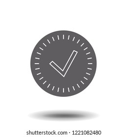 Tick icon vector symbol, line art outline checkmark isolated on white background, checked icon or correct choice sign, check mark, pictogram