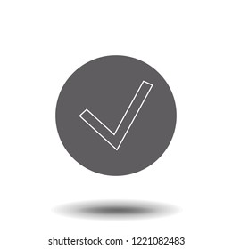 Tick icon vector symbol, line art outline checkmark isolated on white background, checked icon or correct choice sign, check mark, pictogram