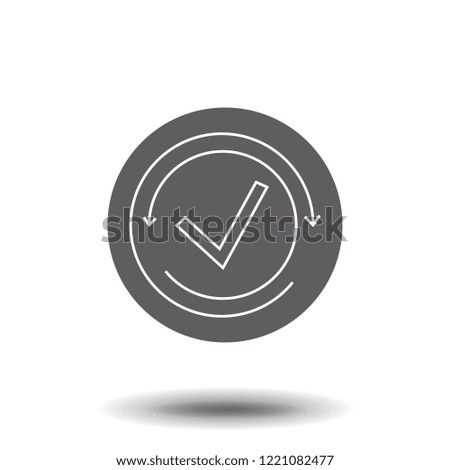 Tick icon vector symbol, line art outline checkmark isolated on white background, checked icon or correct choice sign, check mark, pictogram