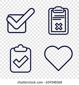 Tick icons set. set of 4 tick outline icons such as clipboard